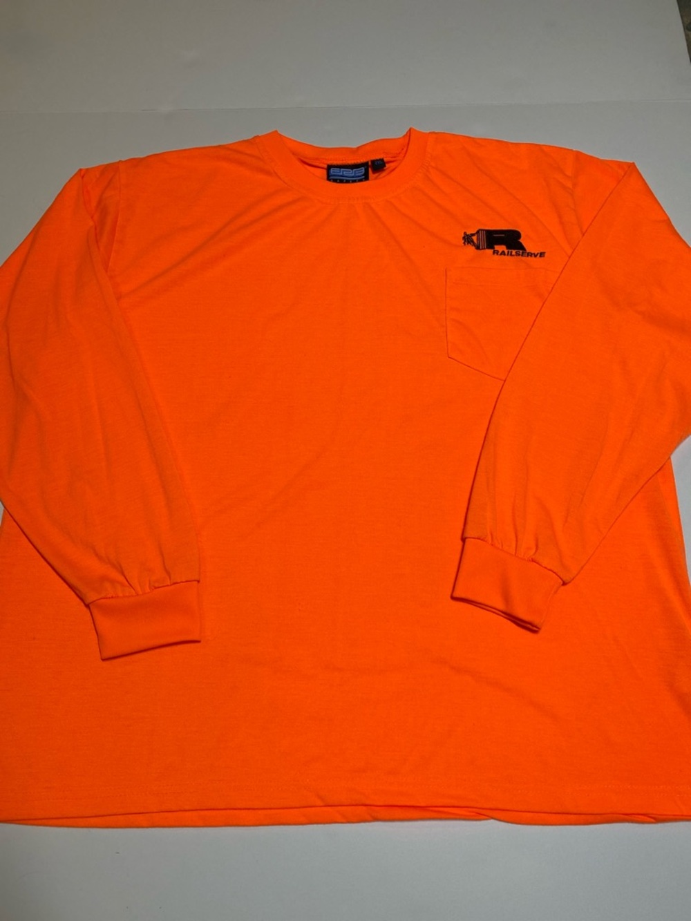 Railserve Safety Train Long Sleeve Tee Work Shirt Railroad Orange Black NWOT